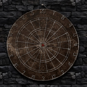 Cible De Fléchettes Velvety Bronze Damask   Grunge baroque Brown