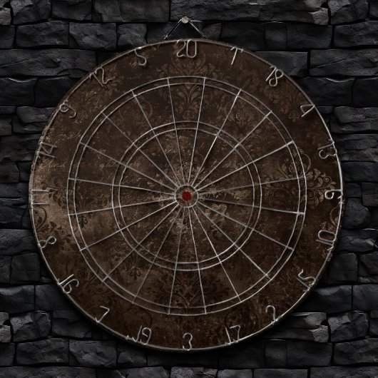 Cible De Fléchettes Velvety Bronze Damask | Grunge baroque Brown