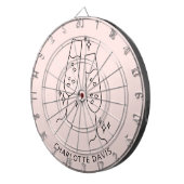 Cible De Fléchettes Verre à flûte en or rose pour fête avec nom (Devant droit)