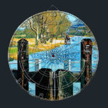 CIBLE DE FLÉCHETTES VERROUILLAGE DE BATEAU<br><div class="desc">Un design artistique de la vue depuis les portes de l'écluse du canal.</div>