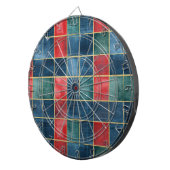 Cible De Fléchettes Vert Bleu Rouge Or Carreaux Rayures (Devant droit)