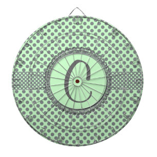 Cible De Fléchettes Vert de menthe avec le Point-Monogramme gris