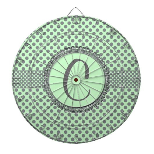 Cible De Fléchettes Vert de menthe avec le Point-Monogramme gris (Devant)