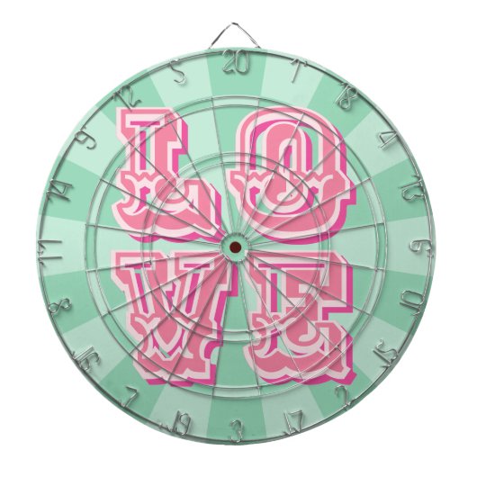 Cible De Fléchettes Vert Menthe et Rose Conception de Mariage Amour Vi (Devant)