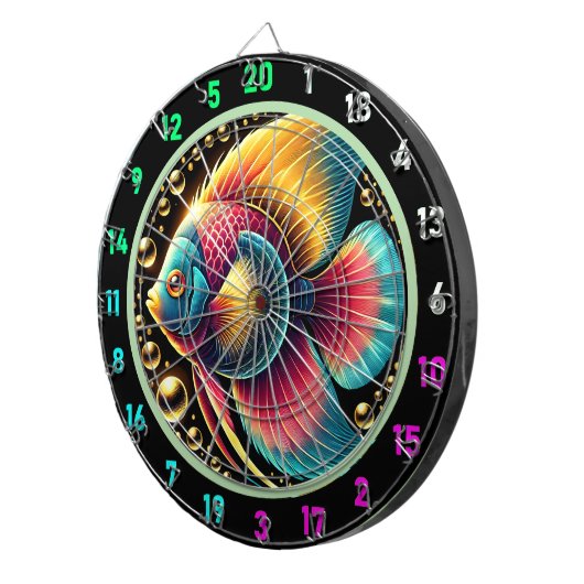 Cible De Fléchettes Vibrant Betta Poisson Dessin Décor (Devant droit)