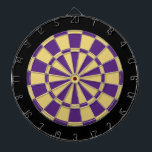 Cible de flechettes : Vieil or, pourpre, et noir<br><div class="desc">Vieil or,  pourpre,  et jeu de Cible de flechettes coloré par noir comprenant 6 dards en laiton</div>