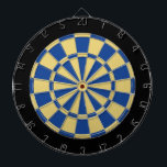 Cible de flechettes : Vieux Or, Bleu Et Noir<br><div class="desc">Vieux Jeu De Cible de flechettes De Couleur Or, Bleu Et Noir Dont 6 Darts En Laiton</div>