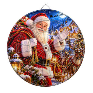 Cible De Fléchettes Village de Noël vintage avec Père Noël pour les fê