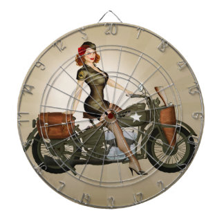 Cible de flechettes vintage de Pinup militaire