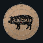 Cible De Fléchettes Vintage silhoutte de porc tableau de bord personna<br><div class="desc">Vintage tableau de bord personnalisé en silhoutte de porc. Conception rustique avec texte personnalisé. Le dessin animal de ferme. Téléchargez votre propre image en option.</div>