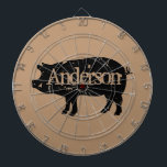 Cible De Fléchettes Vintage silhoutte de porc tableau de bord personna<br><div class="desc">Vintage tableau de bord personnalisé en silhoutte de porc. Conception rustique avec texte personnalisé. Le dessin animal de ferme. Téléchargez votre propre image en option.</div>
