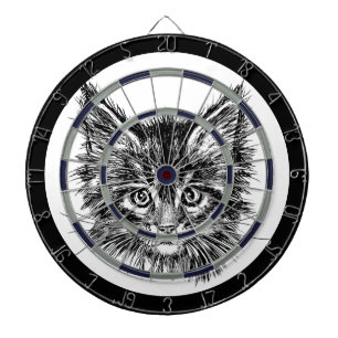 Cible De Fléchettes Visage de Kitten noir et blanc