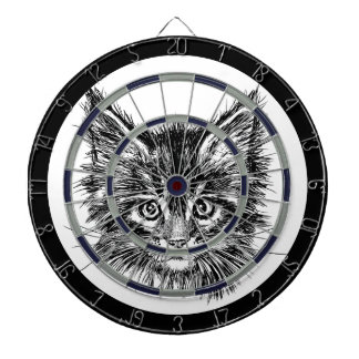 Cible De Fléchettes Visage de Kitten noir et blanc