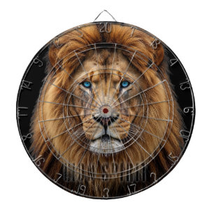Cible De Fléchettes Visage de lion majestueux aux yeux bleus   Faune A