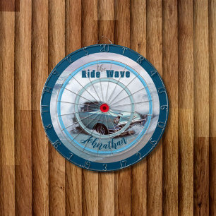 Cible De Fléchettes Voiture Aqua vintage Sur La Plage Citation "Ride T