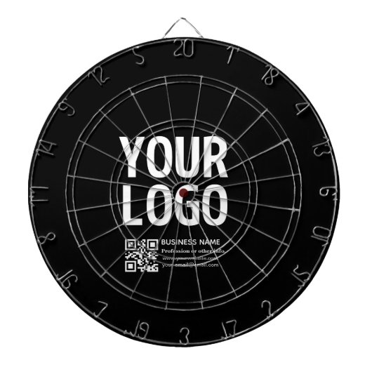 Cible De Fléchettes Votre logo avec code QR et texte modifiables (Devant)