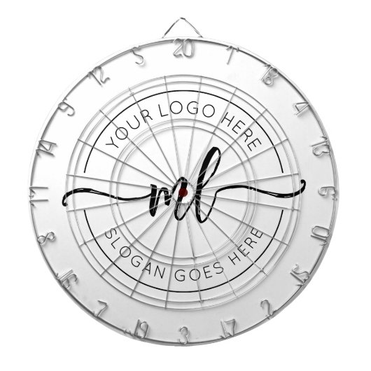 Cible De Fléchettes Votre logo ici Élégant Monogramme noir et blanc (Devant)