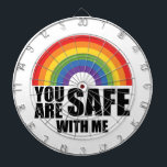 Cible De Fléchettes Vous Êtes En Sécurité Avec Moi LGBTQ Rainbow Pride<br><div class="desc">Vous Êtes En Sécurité Avec Moi LGBTQ Rainbow Pride</div>