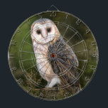 Cible de flechettes Western Barn Owl<br><div class="desc">Chouette de l'Ouest - Migned Aquarelle Peinture Art Belle Forêt Oiseau</div>