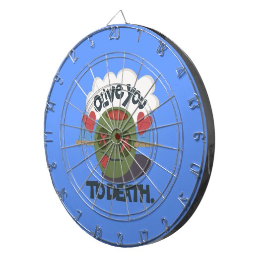 Cible De Fléchettes Whimsical "Olive My Heart" Drôle Visage Design (Devant droit)