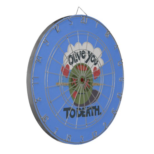 Cible De Fléchettes Whimsical "Olive My Heart" Drôle Visage Design (Devant gauche)