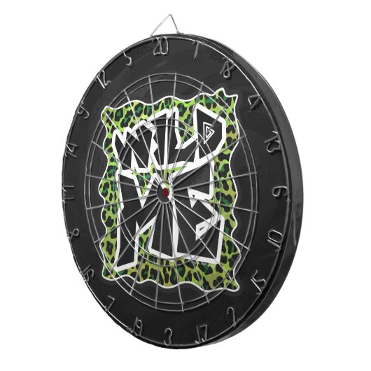 Cible De Fléchettes Wild Me Leopard Design noir et vert (Devant droit)