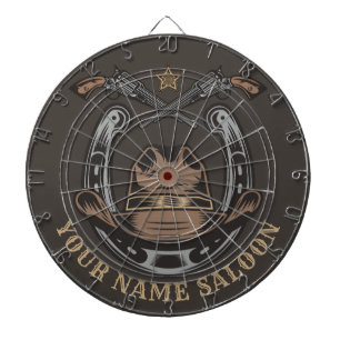 Cible De Fléchettes Wild West Revolver Horseshoe Western Cowboy Saloon