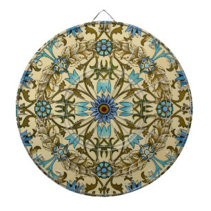 Cible De Fléchettes William Morris Vintage Blue Motif Sans Couture