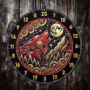 Cible De Fléchettes Wolf Sous Le Feu De La Lune Apporte Pouvoir Et Pai