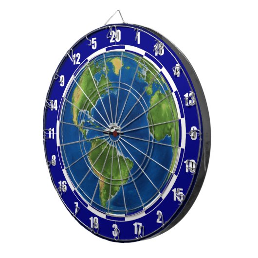 Cible De Fléchettes World Globe and Ship on Blue (Devant droit)