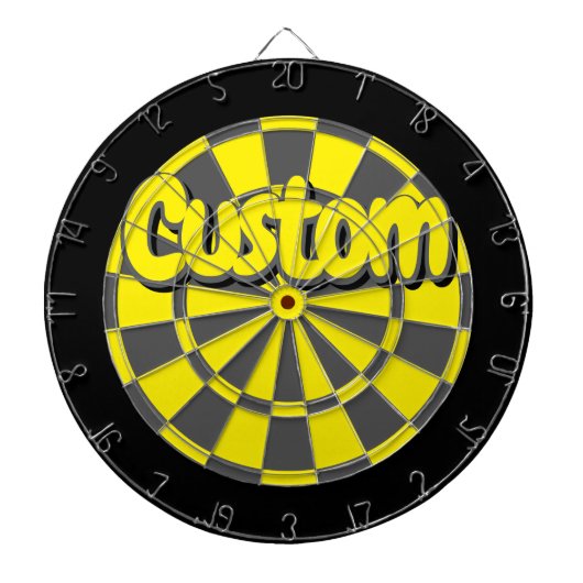 Cible De Fléchettes Yellow, Charcoal Gray, And Black Fun Custom Design (Devant)