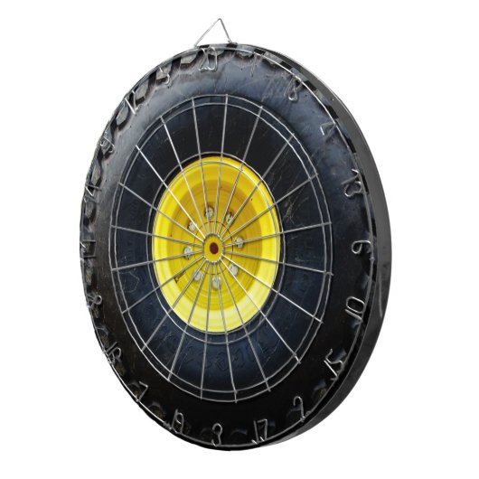 Cible De Fléchettes Yellow Truck Tractor Construction wheel tire  (Devant droit)