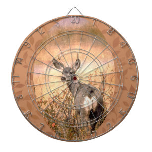 Cible De Fléchettes Young Deer en Fleur sauvage avec Grungy Texture Ar