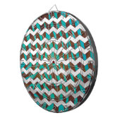 Cible De Fléchettes Zebra Chevron Impression Brown et Turquoise (Devant droit)