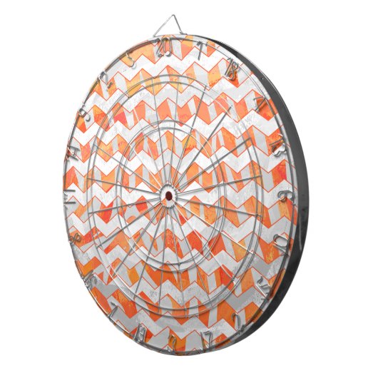 Cible De Fléchettes Zebra Chevron orange et blanc (Devant droit)
