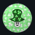 Cible du champignon de St Patrick<br><div class="desc">Un champignon de bande dessinée avec des taches de shamrock sur un casquette vert. L'arrière - plan est vert clair avec un motif blanc de shamrock.</div>