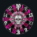 Cible violette et noire de damassé morte - de<br><div class="desc">Cette cible d'amusement comporte un mélange fou de la typographie aux nuances de violet-foncé et de noir avec un jour du crâne mort de sucre pour un style éffrayant véritablement UNIQUE. Perfectionnez pour votre maison,  barre ou dortoir - aussi grand pour Halloween</div>
