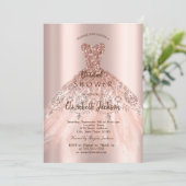 Cic Roos Gold Glitter Dress, Vrijgezellenfeest Kaart (Staand voorkant)