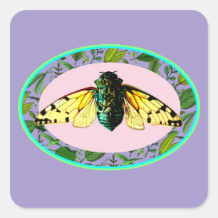 Cicada Bugs Insect Zomertour Emergence Camping Vierkante Sticker