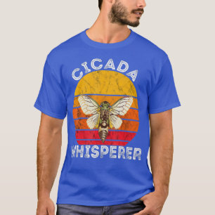 Cicada fluisteraar broed insect retro zonsondergan t-shirt