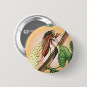 Cicada Insect Illustration Art Ronde Button 5,7 Cm (Voorkant /achterkant)