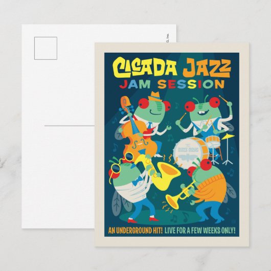 Cicada Jazz Jam Sessie Briefkaart (Voorkant / Achterkant)