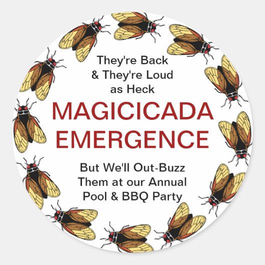  Cicada / Magicada Emergence Party Ronde Sticker (Voorkant)
