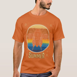 Cicada Retro Zonsondergang 70s Vintage Cicaden Ins T-shirt