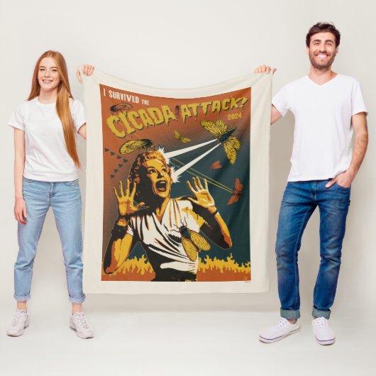 Cicada schreeuwende dame 2024 fleece deken (In situ)