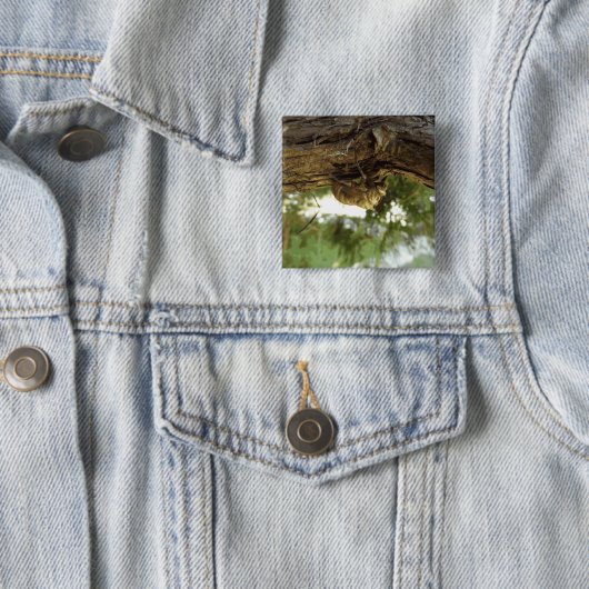 Cicada shell. Het was haast. Vierkante Button 5,1 Cm (In situ)