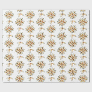 Cicada vleugels bloemenpatroon cadeaupapier