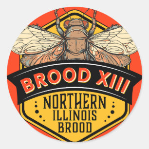 Cicadas Brood XIII Noord-Illinois Brood Ronde Sticker