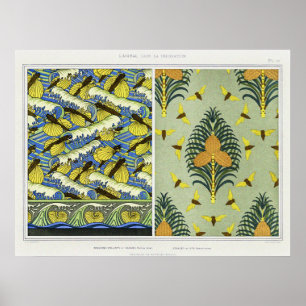 Cicaden, vliegende vissen en Nautilus schelpen Poster