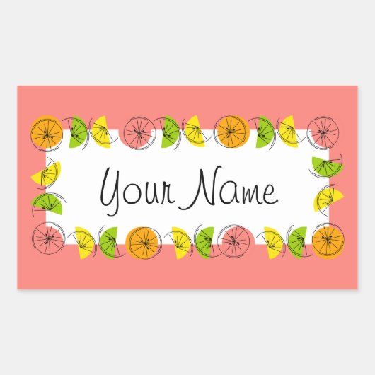 Cictrus Cercle rose Nom autocollant rectangle (Devant)